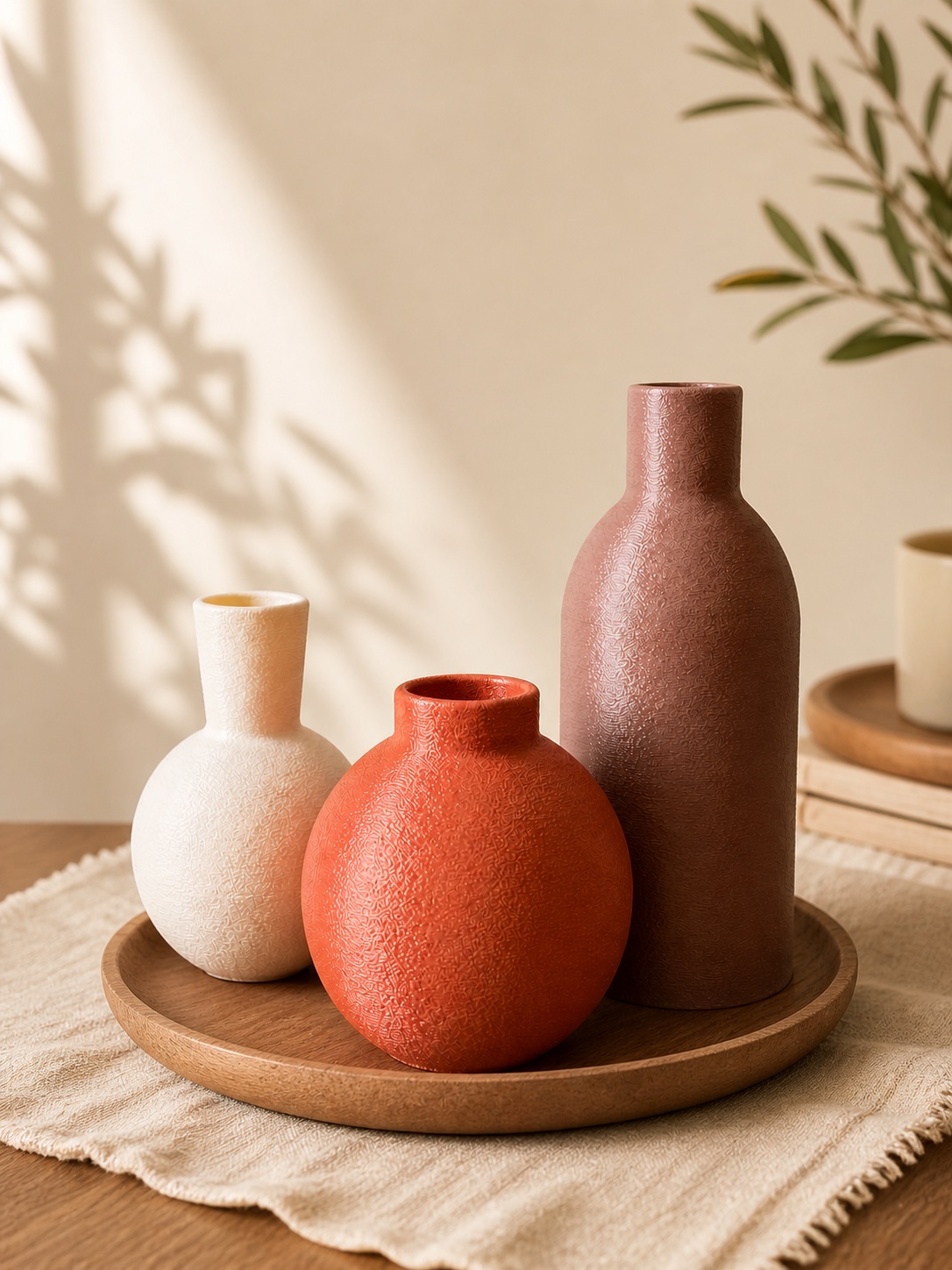 Tres jarrones de la colección Arcilla
